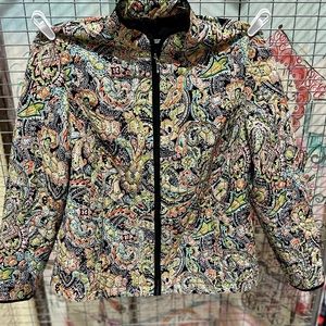 Requirements‎ Womens Green Orange Full Zip Paisley Jacket Coat - Size L
